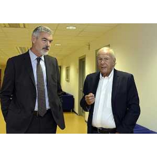 Paolo Panontin (Assessore regionale Autonomie locali e Coordinamento Riforme) ed Ettore Romoli (Sindaco Gorizia) alla presentazione del documento "Il percorso della Riforma", sul Riordino degli Enti locali del FVG - Udine 24/07/2015