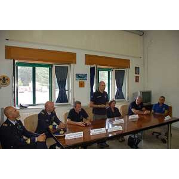 Luciano Sulli (Direttore centrale Protezione civile FVG), Fabrizio Curcio (Capo Dipartimento nazionale Protezione civile) e Paolo Panontin (Assessore regionale Protezione civile FVG) all'inaugurazione dei Campi operativi gemellati per la Campagna Antincendi Boschivi (AIB) 2015 - Vico del Gargano 31/07/2015