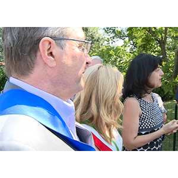 Enrico Gherghetta (Presidente Provincia Gorizia), Silvia Caruso (Sindaco San Canzian) e Mariagrazia Santoro (Assessore regionale Infrastrutture e Lavori pubblici) all'inaugurazione della rotatoria lungo la strada statale 14 "della Venezia Giulia", in località Pieris - San Canzian d'Isonzo 03/08/2015