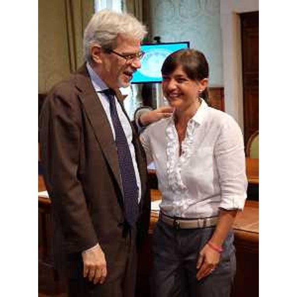 Debora Serracchiani (Presidente Regione Friuli Venezia Giulia) e Claudio De Vincenti (Sottosegretario Presidenza Consiglio Ministri), a Palazzo Chigi - Roma 07/08/2015