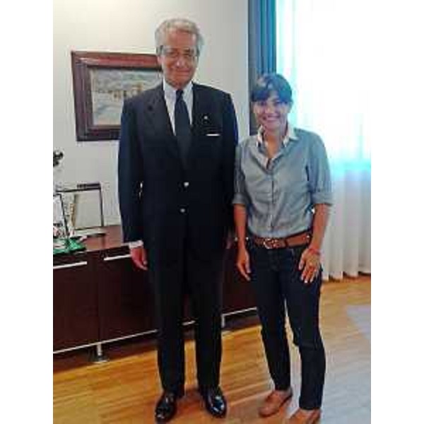 Antonio Zanardi Landi (presidente Fondazione Aquileia) con Debora Serracchiani (presidente Friuli Venezia Giulia) – Udine 19/08/2015