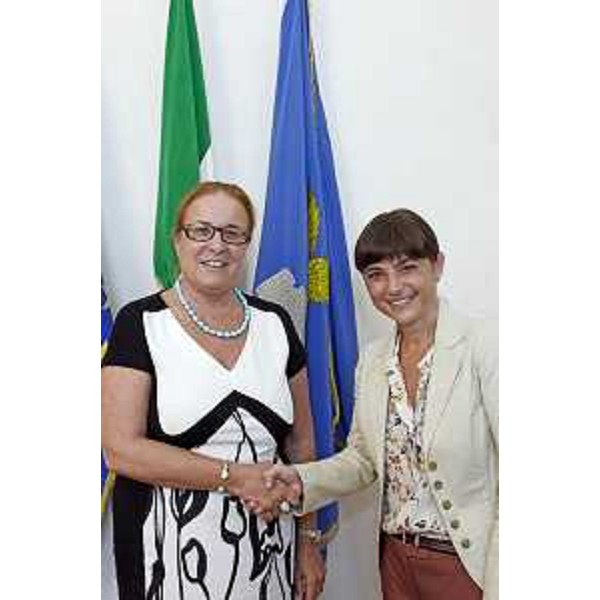 Isabella Alberti (Prefetto Gorizia) e Debora Serracchiani (Presidente Regione Friuli Venezia Giulia), nella sede della Regione FVG - Trieste 28/08/2015