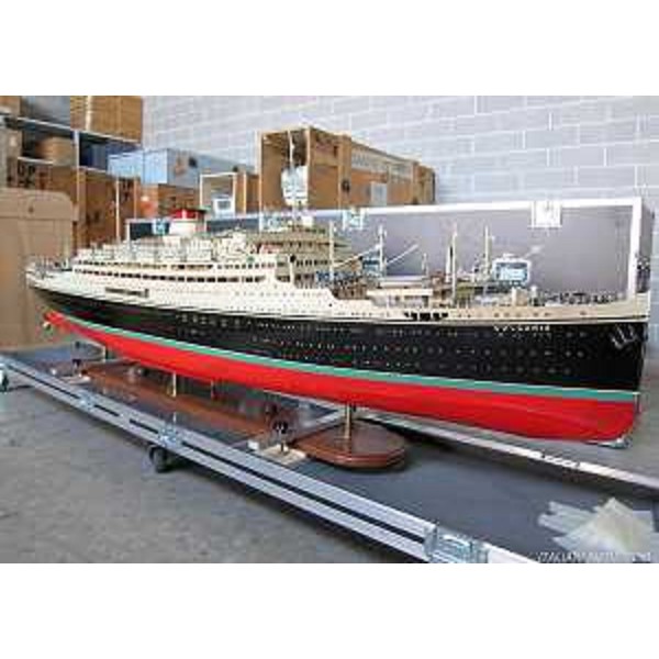 Modellino della Vulcania per l'allestimento della mostra "Saturnia e Vulcania: motonavi da record" visitabile a Monfalcone, alla Galleria d'Arte Contemporanea dal 4 al 20 settembre 2015 (Foto Italian Liners)