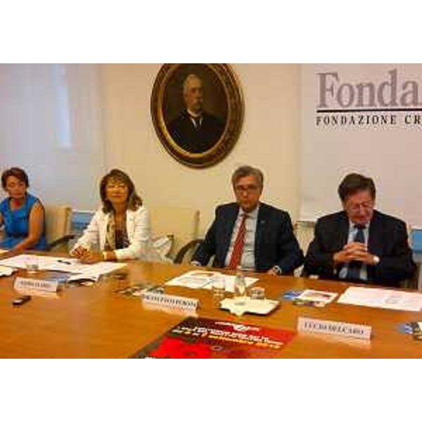 Paola Palesi (Associazione Chamber Music), Fedra Florit (Direttore artistico Premio Trio di Trieste), Francesco Peroni (Assessore regionale Finanze) e Lucio Delcaro (Vicepresidente Fondazione CRTrieste) alla presentazione del 16° Concorso internazionale "Premio Trio di Trieste" - Trieste 02/09/2015