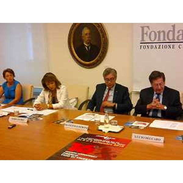 Paola Palesi (Associazione Chamber Music), Fedra Florit (Direttore artistico Premio Trio di Trieste), Francesco Peroni (Assessore regionale Finanze) e Lucio Delcaro (Vicepresidente Fondazione CRTrieste) alla presentazione del 16° Concorso internazionale "Premio Trio di Trieste" - Trieste 02/09/2015