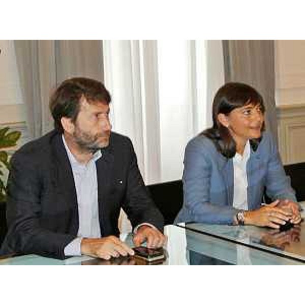 Dario Franceschini (Ministro Beni e Attività Culturali e Turismo) e Debora Serracchiani (Presidente Regione Friuli Venezia Giulia) nella sede della Regione FVG, in piazza Unità d'Italia - Trieste 02/09/2015