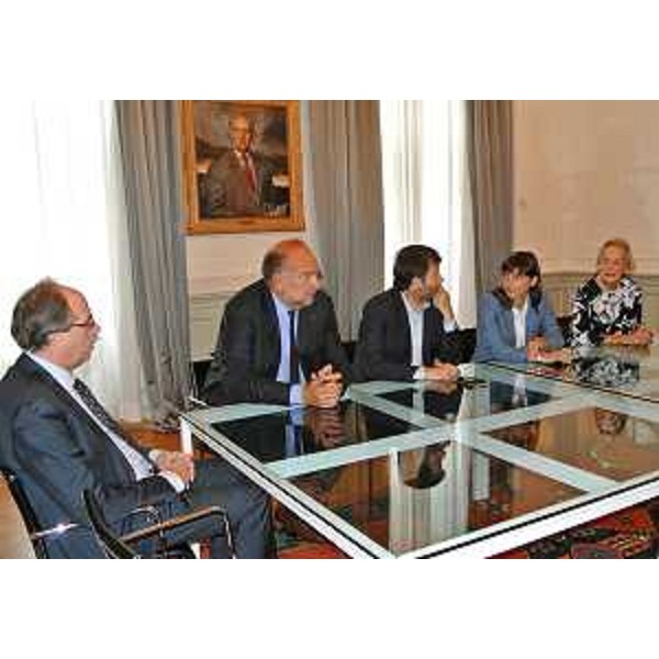 Gianni Torrenti (Assessore regionale Cultura), Roberto Cosolini (Sindaco Trieste), Dario Franceschini (Ministro Beni e Attività Culturali e Turismo), Debora Serracchiani (Presidente Regione Friuli Venezia Giulia) e Maria Teresa Bassa Poropat (Presidente Provincia Trieste) nella sede della Regione FVG, in piazza Unità d'Italia - Trieste 02/09/2015