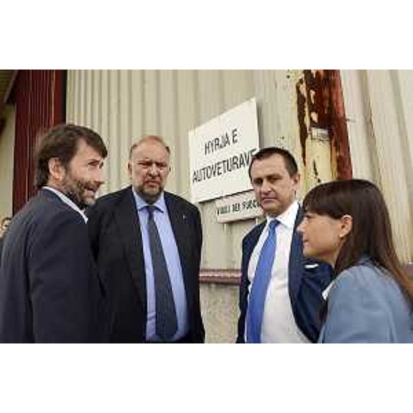 Dario Franceschini (Ministro Beni e Attività Culturali e Turismo), Roberto Cosolini (Sindaco Trieste), Ettore Rosato (Deputato) e Debora Serracchiani (Presidente Regione Friuli Venezia Giulia) in Porto Vecchio - Trieste 02/09/2015