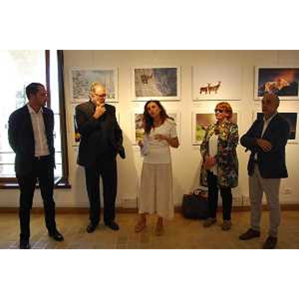 Cristiano Shaurli (Assessore regionale Risorse agricole e forestali), Piero Colussi (Sovrintendente Villa Manin di Passariano), Rita Auriemma (Direttore Istituto Regionale Patrimonio Culturale FVG), Lili Soldatich (Curatrice Esposizione) e Antonio Giusa (Direttore Villa Manin) all'inaugurazione della terza edizione di "Nel Giardino del doge Manin" - Villa Manin di Passariano 12/09/2015