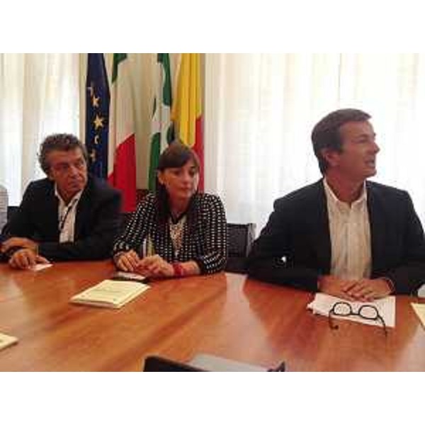 Francesco Martines (Sindaco Palmanova), Debora Serracchiani (Presidente Regione Friuli Venezia Giulia) e Giorgio Gori (Sindaco Bergamo) alla sottoscrizione del Protocollo d'intesa per l'iscrizione nella Lista del Patrimonio mondiale dell'UNESCO del nuovo sito transnazionale denominato "Le opere di difesa veneziane tra XV e XVII secolo" - Bergamo 12/09/2015