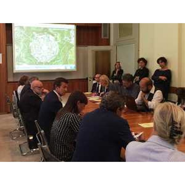 Giorgio Gori (Sindaco Bergamo), Debora Serracchiani (Presidente Regione Friuli Venezia Giulia) e Francesco Martines (Sindaco Palmanova) alla sottoscrizione del Protocollo d'intesa per l'iscrizione nella Lista del Patrimonio mondiale dell'UNESCO del nuovo sito transnazionale denominato "Le opere di difesa veneziane tra XV e XVII secolo" - Bergamo 12/09/2015