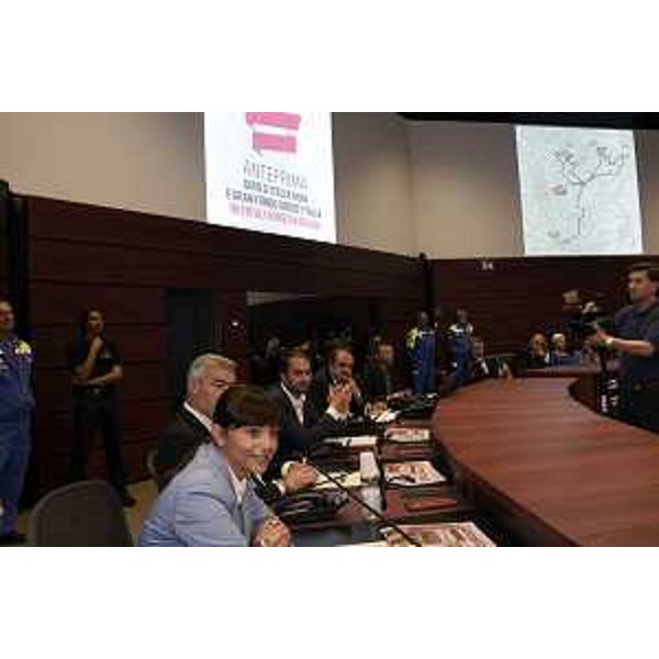 Debora Serracchiani (Presidente Regione Friuli Venezia Giulia) all'anteprima "Giro d'Italia 2016 e Gran Fondo Giro d'Italia in Friuli Venezia Giulia", nella sede della Protezione civile del FVG - Palmanova 21/09/2015