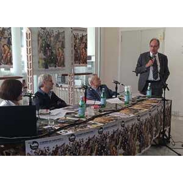 Livio Jacob (Presidente Giornate Cinema Muto), Carlo Montanaro (Direttivo Giornate Cinema Muto) e Gianni Torrenti (Assessore regionale Cultura) alla presentazione della XXXIV edizione de "Le Giornate del Cinema Muto" (3-11 ottobre 2015, Pordenone) – Pordenone 22/09/2015