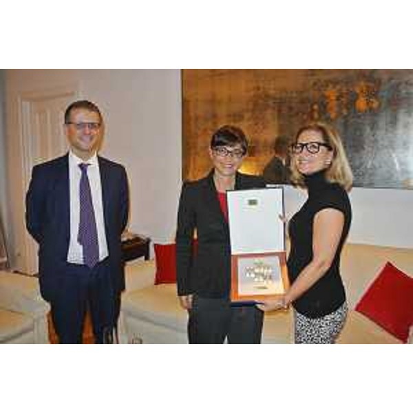 Roberto Frangione (Console generale aggiunto d'Italia a New York), Debora Serracchiani (Presidente Regione Friuli Venezia Giulia) e Natalia Quintavalle (Console generale d'Italia a New York) - New York 05/10/2015