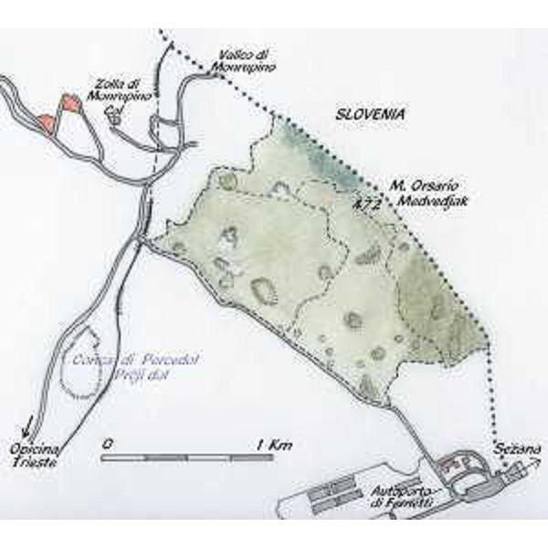 Riserve naturali regionali del Monte Lanaro e del Monte Orsario: mappa del Monte Orsario. Foto: Archivio del Corpo forestale regionale - Elena Missio