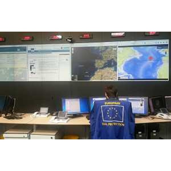Sala Operativa del Centro di coordinamento della risposta alle emergenze (ERCC) del Dipartimento aiuti umanitari e protezione civile della Commissione Europea (ECHO) - Bruxelles 09/10/2015