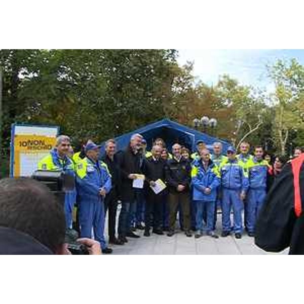 Luciano Sulli (Direttore centrale Protezione civile Regione FVG), Paolo Panontin (Assessore regionale Protezione civile), Ettore Romoli (Sindaco Gorizia) e Fabrizio Curcio (Capo Dipartimento Protezione civile nazionale) nel corso della Campagna nazionale per le buone pratiche di Protezione civile "Io non rischio" - Gorizia 18/10/2015
