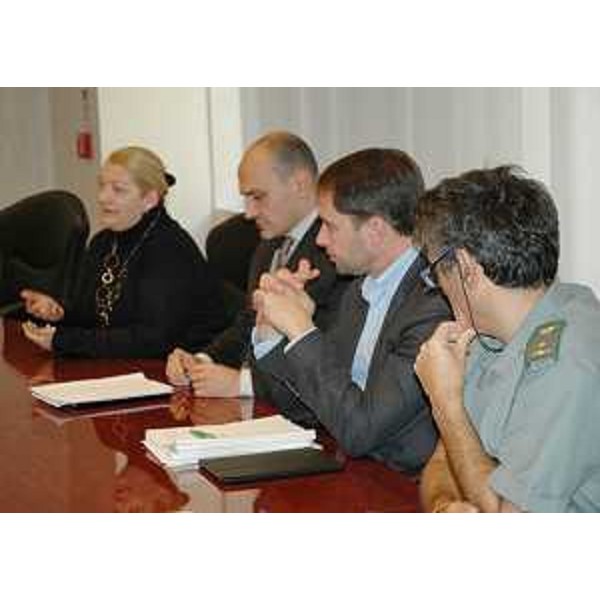 Valentina Feletti e Igor Giacomini (Ufficio Scolastico Regionale), Cristiano Shaurli (Assessore regionale Risorse agricole e forestali) e Diego Masiello (Corpo Forestale Regionale) alla presentazione dell'edizione 2015-2016 del Progetto "ScopriNatura" del Centro Didattico Naturalistico di Basovizza (TS) - Trieste 23/10/2015