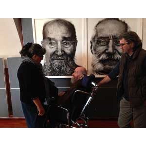 Diego Perabò "Attila" partigiano italiano, friulano di Faedis, all'inaugurazione della mostra "Partigiani di un'altra Europa" del fotografo Danilo De Marco, a Palazzo Gopcevich (25.10-08.12.2015) - Trieste 25/10/2015