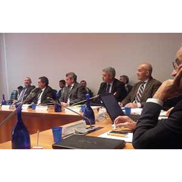 Luciano Sulli (Direttore centrale Protezione civile Regione FVG), Paolo Panontin (Assessore regionale Protezione civile FVG) e Tiziano Mellarini (Assessore Protezione civile Provincia autonoma Trento e coordinatore Commissione speciale Protezione civile) alla riunione per la piena realizzazione del Numero Unico Europeo (NUE) della Commissione consultiva, presso il Dipartimento di Pubblica Sicurezza del Ministero dell'Interno - Roma 03/11/2015