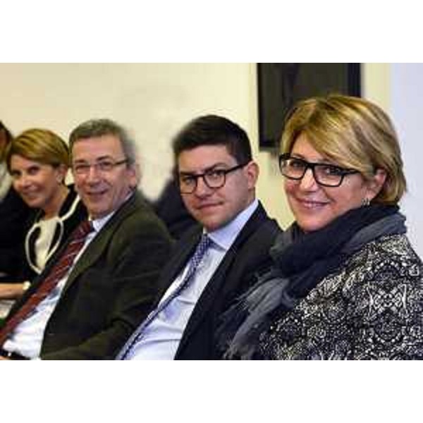 Maria Grazia Filippini (Direttore generale Insiel S.p.A.), Adriano Marcolongo (Direttore centrale Salute Regione FVG), Simone Puksic (Presidente Insiel S.p.A.) e Maria Sandra Telesca (Assessore regionale Salute) alla presentazione del nuovo servizio di prenotazione on line delle prestazioni sanitarie dei servizi ambulatoriali - Udine 05/11/2015