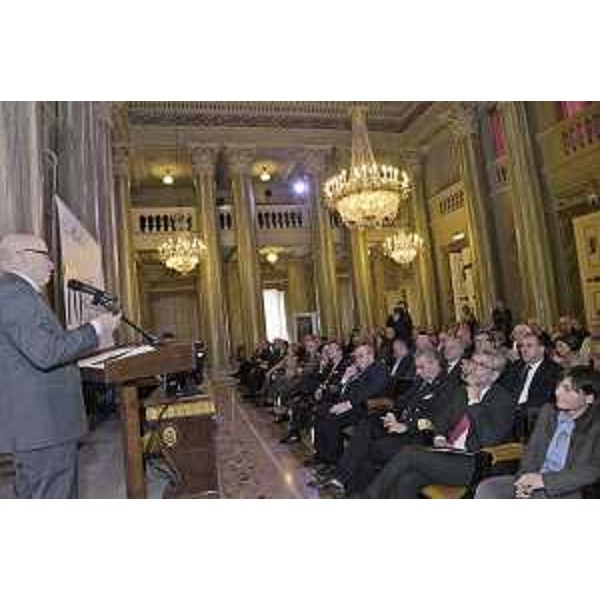 Giorgio Merletti (Presidente Confartigianato) interviene al convegno "70 anni di Artigianato a Trieste", nella Sala Maggiore della Camera di Commercio - Trieste 06/11/2015