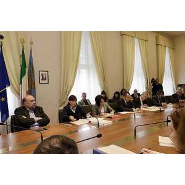 Roberto Cosolini (Sindaco Trieste), Debora Serracchiani (Presidente Regione Friuli Venezia Giulia) e Sara Vito (Assessore regionale Ambiente) al Tavolo Ferriera, nella sede della Presidenza della Regione - Trieste 10/11/2015