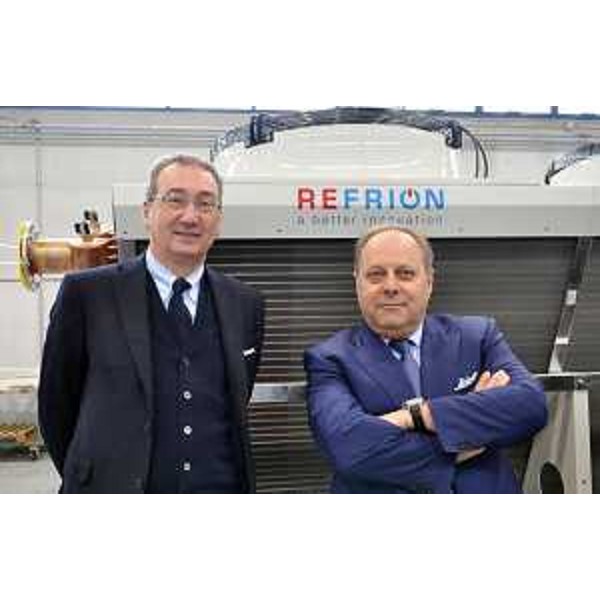 Sergio Bolzonello (Vicepresidente Regione FVG e assessore Attività produttive, Cooperazione e Turismo) e Daniele Stolfo (Amministratore delegato Refrion S.r.l.) - Flumignano di Talmassons (Foto Refrion S.r.l.)
