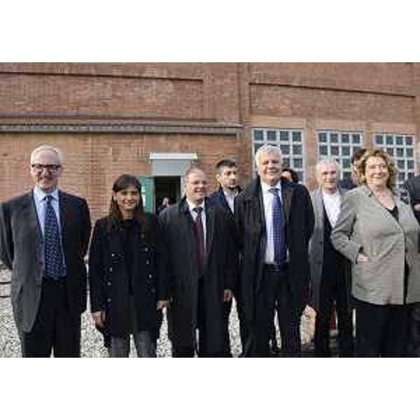 Debora Serracchiani (Presidente Regione Friuli Venezia Giulia), Vittorio Zappalorto (Prefetto Udine), Gian Luca Galletti (Ministro Ambiente, Tutela Territorio e Mare) e Diana Bracco (Presidente e amministratore delegato Gruppo Bracco) durante la visita allo stabilimento SPIN della Bracco S.p.A. - Torviscosa 14/11/2015