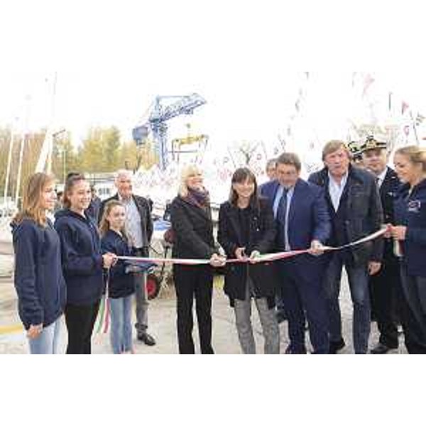 Silvia Altran (Sindaco Monfalcone), Debora Serracchiani (Presidente Regione Friuli Venezia Giulia), Marco Centini (Presidente S.V.O.C.) e Giorgio Brandolin (Presidente CONI FVG) all'inaugurazione di nuove strutture della Società Vela Oscar Cosulich (S.V.O.C.) - Monfalcone 14/11/2015