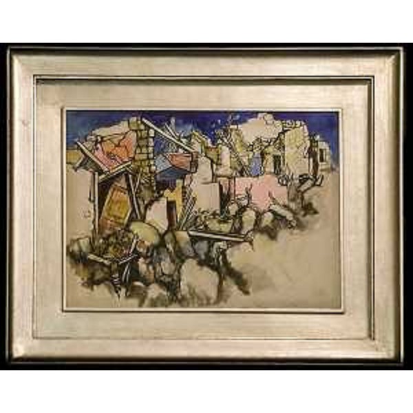 Il "Terremoto del Friuli", dipinto da Renato Guttuso, restituito oggi al Palazzo Lascaris, sede del Consiglio regionale della Regione Piemonte, grazie a un'operazione dei Carabinieri - Torino 19/11/2015 (Foto Max-Ferrero/AGF)