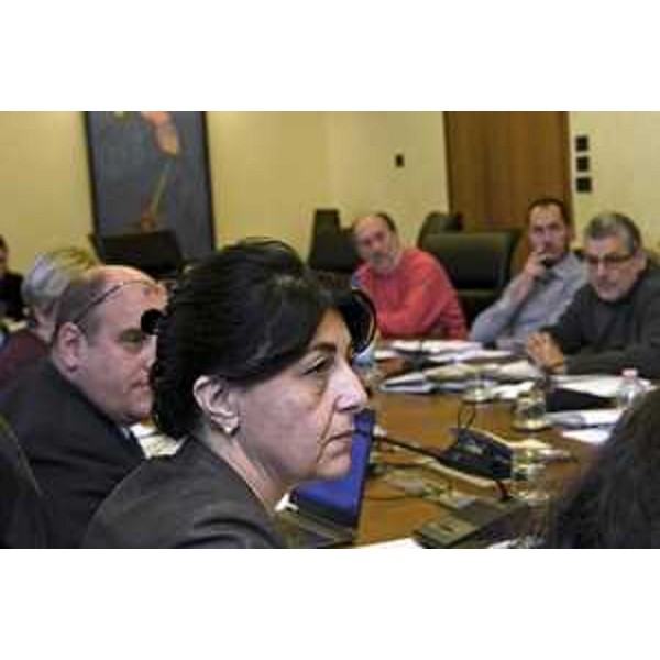 Mariagrazia Santoro (Assessore regionale Infrastrutture, Mobilità, Pianificazione territoriale, Lavori pubblici, Edilizia) durante la riunione della IV Commissione consiliare che ha dato parere favorevole ai nuovi fondi per l'Edilizia residenziale agevolata - Trieste 25/11/2015