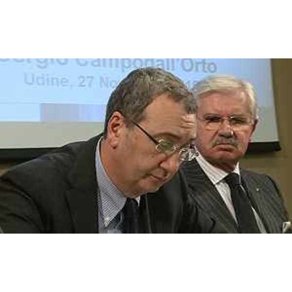 Sergio Bolzonello (Vicepresidente Regione FVG e assessore Attività produttive) e Giovanni Pavan (Presidente Unioncamere FVG) al confronto "Friuli Nuova Manifattura. Indirizzare e riconfigurare la sfida del manifatturiero" a Villa Manin di Passariano - Codroipo 27/11/2015