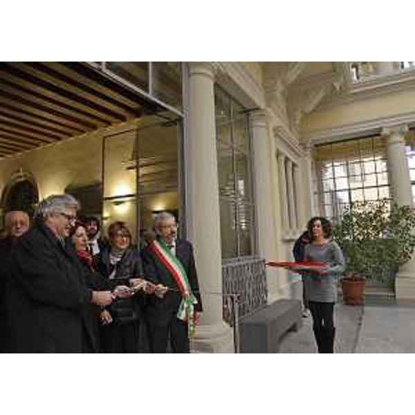Alberto Felice De Toni (Rettore Università Udine), Cristiana Compagno (Presidente Banca Mediocredito FVG), Maria Sandra Telesca (Assessore regionale Salute) e Furio Honsell (Sindaco Udine) all'inaugurazione di Palazzo Garzolini di Toppo Wassermann, sede della Scuola Superiore dell'Università - Udine 03/12/2015