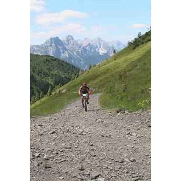 Biker da Forni Avoltri (Udine) in salita al Rifugio Marinelli. Foto: Archivio del Corpo forestale regionale - Marco Pradella