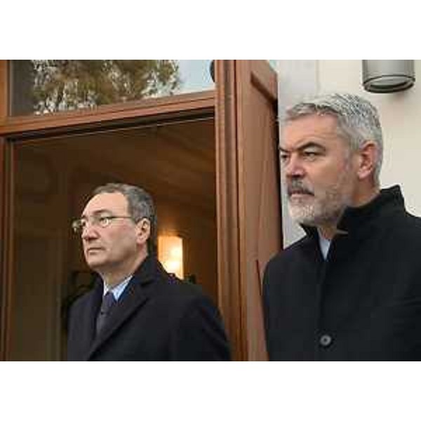 Sergio Bolzonello (Vicepresidente Regione FVG) e Paolo Panontin (Assessore regionale Autonomie locali) all'inaugurazione dei lavori di riqualificazione del Palazzo Burovich de Zmajevich, sede del Comune - Casarsa della Delizia 12/12/2015