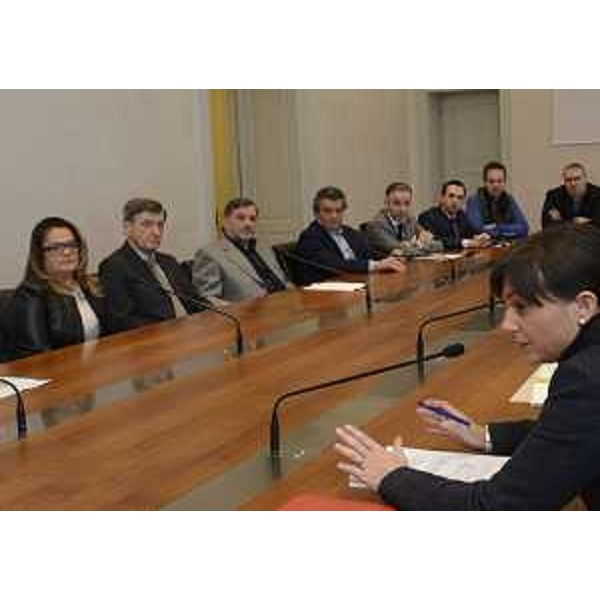 Debora Serracchiani (Presidente Regione Friuli Venezia Giulia) durante il confronto con i sindaci del Basso Friuli sull'organizzazione dell'Ospedale di Latisana e del Punto nascita di Palmanova - Trieste 18/12/2015