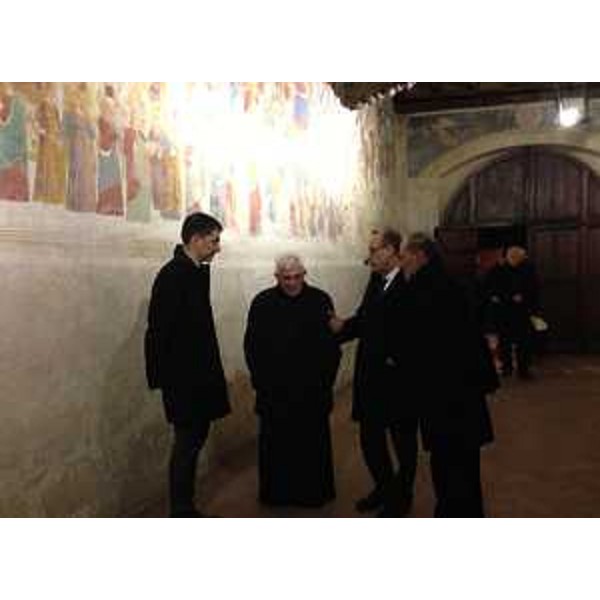 Marcello Del Zotto (Sindaco Sesto al Reghena), monsignor Giancarlo Stival (Abate), Gianni Torrenti (Assessore regionale Cultura) e Daniele Gerolin (Consigliere regionale) in occasione dell'apertura della Porta Santa dell'Abbazia benedettina di Santa Maria in Silvis - Sesto al Reghena (PN) 30/12/2015