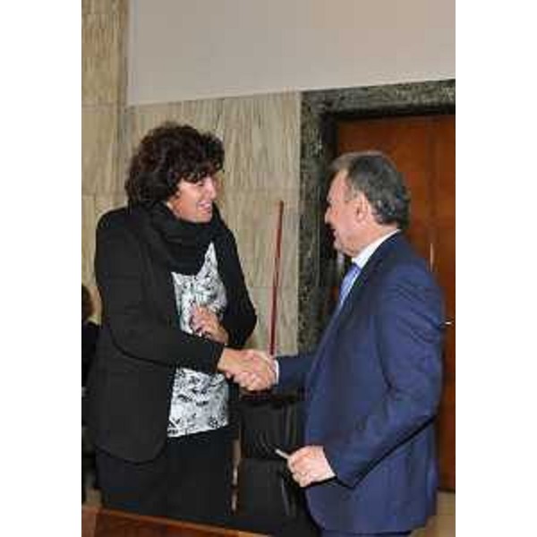 Loredana Panariti (Assessore regionale Lavoro) e Luigi Bobba (Sottosegretario Ministero Lavoro e Politiche sociali) alla sottoscrizione del Protocollo d'intesa per la "Sperimentazione del Sistema duale", al Ministero del Lavoro - Roma 13/01/2016