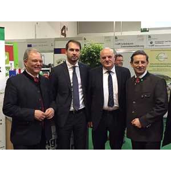 Albert Gunzer (Presidente Fiera Klagenfurt), Cristiano Shaurli (Assessore Risorse agricole e forestali Regione Friuli Venezia Giulia), Cvetko Zupančič (Presidente Camera Agricoltura e Foreste Slovenia) e Christian Benger (Assessore Agricoltura e Foreste Land Carinzia) all'inaugurazione dell'Agrarmesse - Klagenfurt 15/01/2016