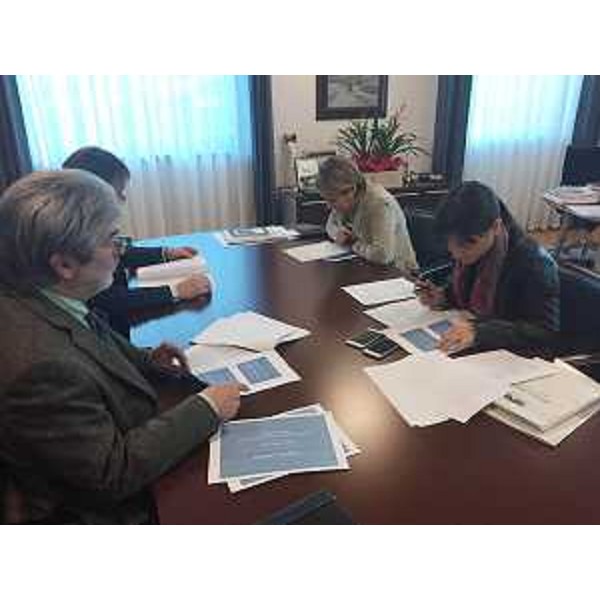 Mauro Delendi (Commissario straordinario Azienda Ospedaliero-Universitaria "Santa Maria della Misericordia" Udine e Azienda Assistenza Sanitaria n. 4 "Friuli Centrale"), Luigino Vidotto (Direttore sanitario Distretto Cividale), Maria Sandra Telesca (Assessore regionale Salute) e Debora Serracchiani (Presidente Regione Friuli Venezia Giulia) - Udine 19/01/2016