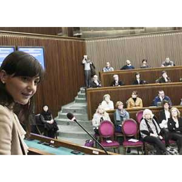 Debora Serracchiani (Presidente Regione Friuli Venezia Giulia) al convegno "Patrimoni culturali, sistemi informativi e Open Data: accesso libero ai beni comuni?", nell'Aula del Consiglio regionale del Friuli Venezia Giulia - Trieste 29/01/2016