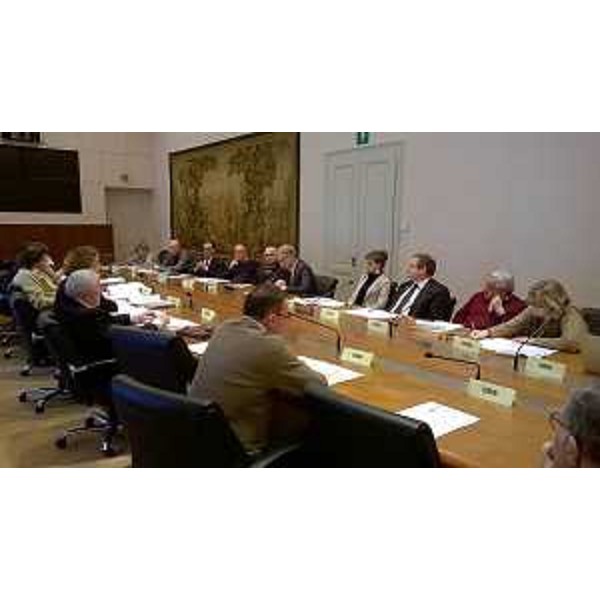Riunione del Comitato paritetico per i problemi della minoranza slovena; al Tavolo i componenti del Comitato e il rettore dell'Università degli Studi di Trieste Maurizio Fermeglia - Trieste 10/02/2016