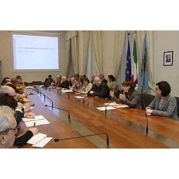Annapaola Porzio (Prefetto Trieste), Roberto Cosolini (Sindaco Trieste), Debora Serracchiani (Presidente Regione Friuli Venezia Giulia) e Sara Vito (Assessore regionale Ambiente ed Energia) al Tavolo sulla Ferriera di Servola e sulla Crisi industriale complessa del Triestino - Trieste 19/02/2016