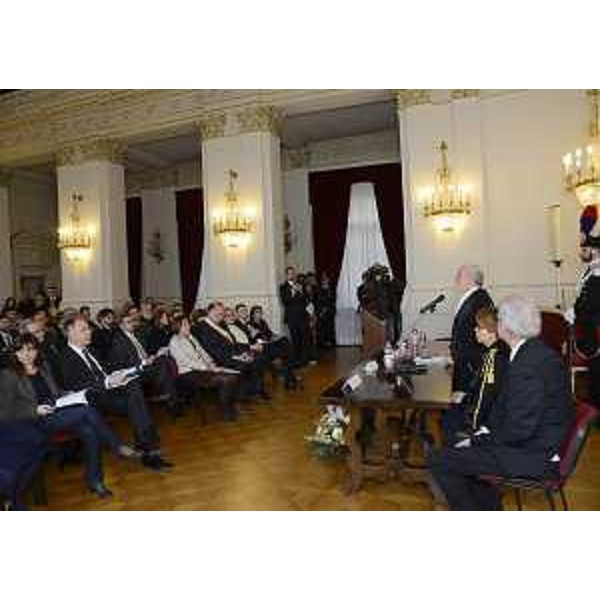 Debora Serracchiani (Presidente Regione Friuli Venezia Giulia) alla cerimonia inaugurale dell'anno giudiziario del Tribunale Amministrativo Regionale (TAR) del FVG durante l'intervento del presidente Umberto Zuballi - Trieste 19/02/2016