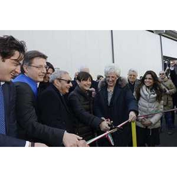 Domenico Gentile (Vicepresidente Consorzio Blue Line Group), Enrico Gherghetta (Presidente Provincia Gorizia), Giuseppe Bono (Amministratore delegato Fincantieri) e Debora Serracchiani (Presidente Regione Friuli Venezia Giulia) all'inaugurazione delle strutture del Progetto formativo MonBlock presso il Consorzio Blue Line Group - Monfalcone 20/02/2016