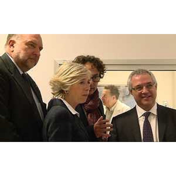 Roberto Cosolini (Sindaco Trieste), Stefania Giannini (Ministro Istruzione, Università e Ricerca) e Alberto Steindler (Presidente Fondazione ITS per le nuove tecnologie della vita Alessandro Volta Trieste) all'inaugurazione del LAB3 (LABoratory for advanced Technology in healthcare REpair training and education), al Campus di AREA Science Park - Basovizza (TS) 26/02/2016