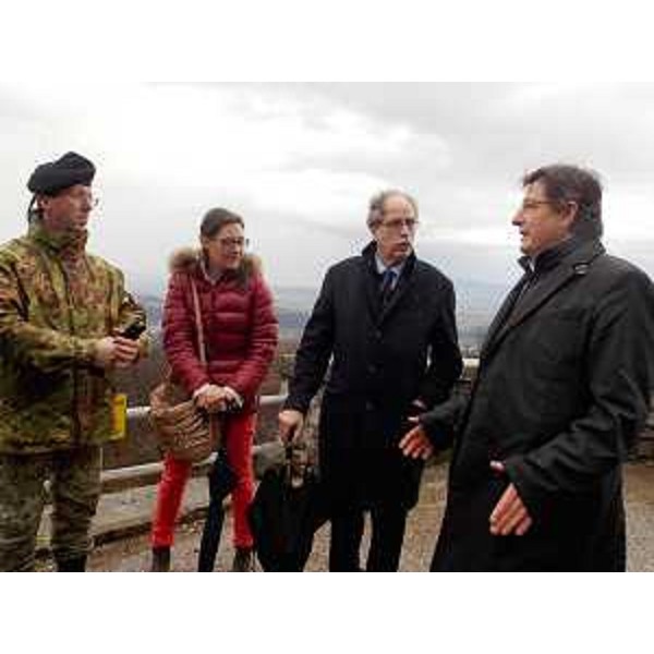 Mara Černic (Vicepresidente e assessore Turismo Provincia Gorizia), Gianni Torrenti (Assessore regionale Cultura) ed Enrico Gherghetta (Presidente Provincia Gorizia) al Museo della Grande Guerra - Monte San Michele 29/02/2016