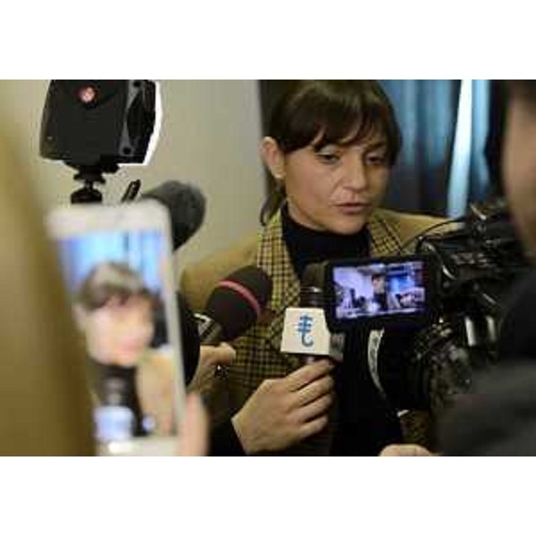 Debora Serracchiani (Presidente Regione Friuli Venezia Giulia) alla conferenza stampa di bilancio della mostra "Il Bardo ad Aquileia" - Udine 01/03/2016