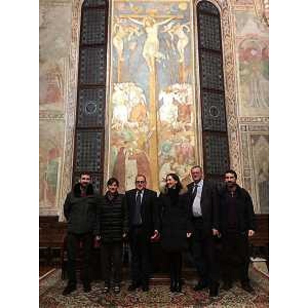 Debora Serracchiani (Presidente Regione Friuli Venezia Giulia) alla cerimonia di inaugurazione dei lavori di restauro dell'affresco raffigurante la Crocifissione, situato nella parte absidale del Duomo di Santa Maria Maggiore - Spilimbergo 03/03/2016